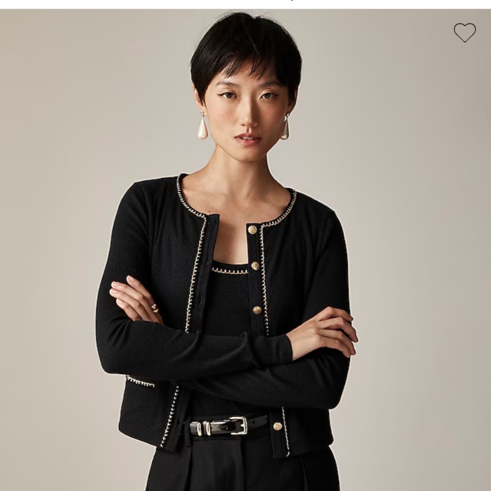Jcrew cardigan - Vintage rib lady jacket with chain trim. NWT. Size xs.